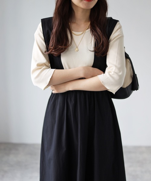 4youstory(フォーユーストーリー)の「ジャンパースカート(ジャンパースカート・レディース・ブラック/ベージュ・FREE)」の7枚目の写真