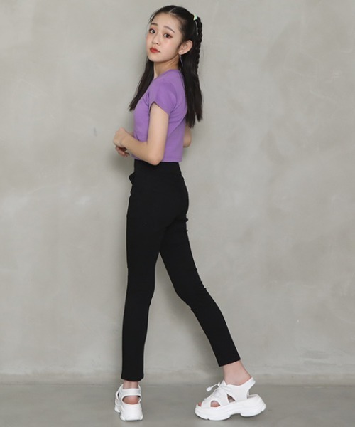 PINKHUNT（ピンクハント）の「PINKHUNT ピンクハント ハイウエストスキニーロングパンツ 5443K 小学生女の子 服（その他パンツ・キッズ・ホワイト/ブルー/ノンウォッシュ/ブラック/ブラック系1/インディゴブルー/ブルー系その他/ホワイト系その他・130cm/140cm/150cm/160cm/120cm）」の9枚目の写真