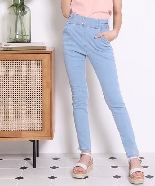 PINKHUNT（ピンクハント）の「PINKHUNT ピンクハント ハイウエストスキニーロングパンツ 5443K 小学生女の子 服（その他パンツ・キッズ・ホワイト/ブルー/ノンウォッシュ/ブラック/ブラック系1/インディゴブルー/ブルー系その他/ホワイト系その他・130cm/140cm/150cm/160cm/120cm）」の15枚目の写真