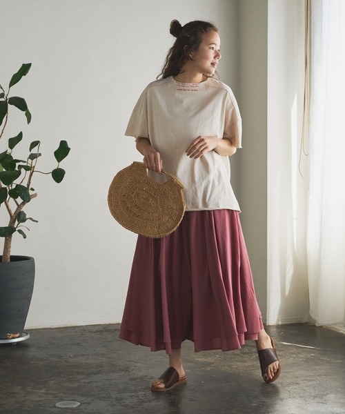 PUAL CE CIN（ピュアルセシン）の「インドコットンボイルスカート（スカート・レディース・ホワイト/ブラック/ベージュ/ブルー/ローズ・FREE）」の5枚目の写真