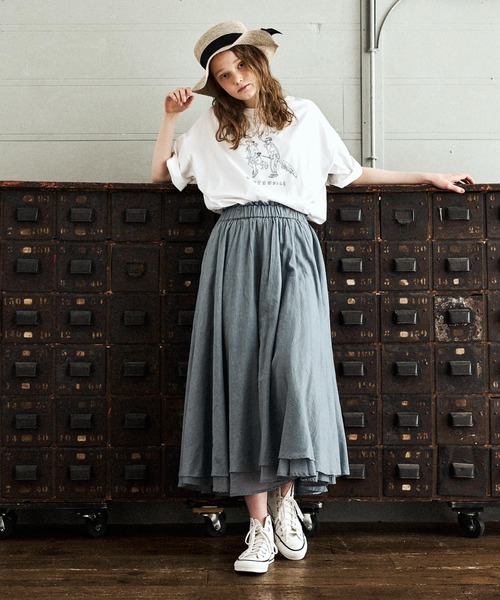 PUAL CE CIN（ピュアルセシン）の「インドコットンボイルスカート（スカート・レディース・ホワイト/ブラック/ベージュ/ブルー/ローズ・FREE）」の4枚目の写真