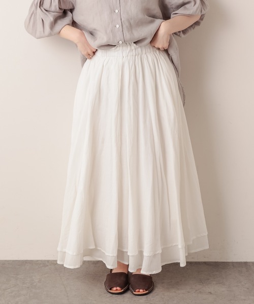 PUAL CE CIN（ピュアルセシン）の「インドコットンボイルスカート（スカート・レディース・ホワイト/ブラック/ベージュ/ブルー/ローズ・FREE）」の7枚目の写真