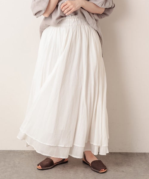 PUAL CE CIN（ピュアルセシン）の「インドコットンボイルスカート（スカート・レディース・ホワイト/ブラック/ベージュ/ブルー/ローズ・FREE）」の6枚目の写真