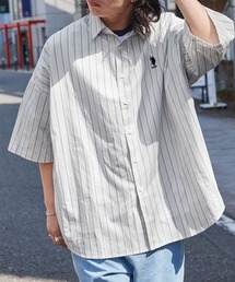 U.S. POLO ASSN. | U.S. POLO ASSN. /ユーエスポロアッスン 別注 ワンポイント刺繍ロゴ オーバーサイズ SS レギュラーカラーシャツ(シャツ/ブラウス)