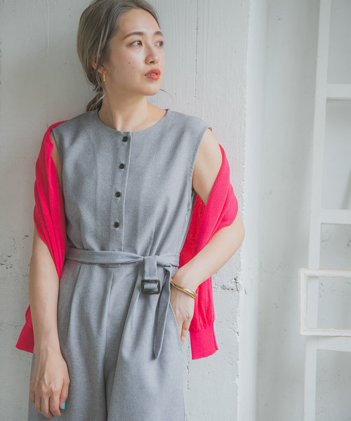 ITEMS URBANRESEARCH（アイテムズ アーバンリサーチ）の「ウエストベルトオールインワン（つなぎ/オールインワン・レディース・アイボリー/ベージュ/グレー・FREE）」の13枚目の写真