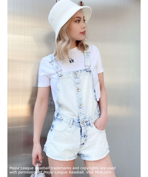 MLB（メジャーリーグベースボール）の「GYDA×MLB ショートTシャツ（Tシャツ/カットソー・レディース・チャコールグレー/オフホワイト/パープル・FREE）」の7枚目の写真