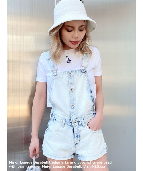 MLB（メジャーリーグベースボール）の「GYDA×MLB ショートTシャツ（Tシャツ/カットソー・レディース・チャコールグレー/オフホワイト/パープル・FREE）」の8枚目の写真