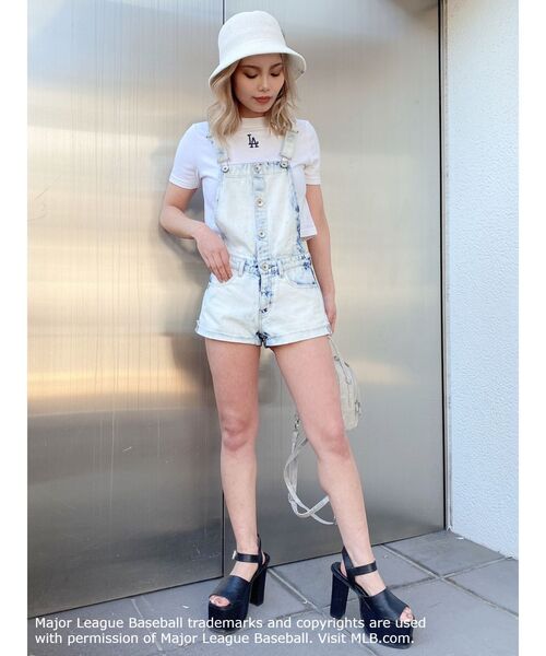 MLB（メジャーリーグベースボール）の「GYDA×MLB ショートTシャツ（Tシャツ/カットソー・レディース・チャコールグレー/オフホワイト/パープル・FREE）」の9枚目の写真