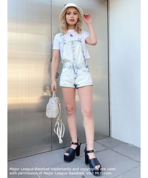 MLB（メジャーリーグベースボール）の「GYDA×MLB ショートTシャツ（Tシャツ/カットソー・レディース・チャコールグレー/オフホワイト/パープル・FREE）」の10枚目の写真