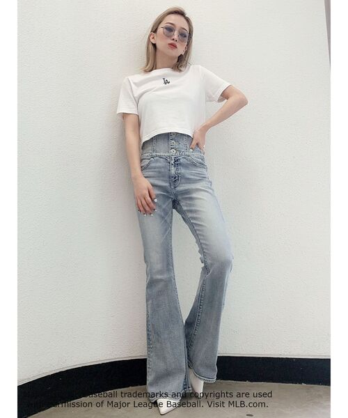 MLB（メジャーリーグベースボール）の「GYDA×MLB ショートTシャツ（Tシャツ/カットソー・レディース・チャコールグレー/オフホワイト/パープル・FREE）」の14枚目の写真