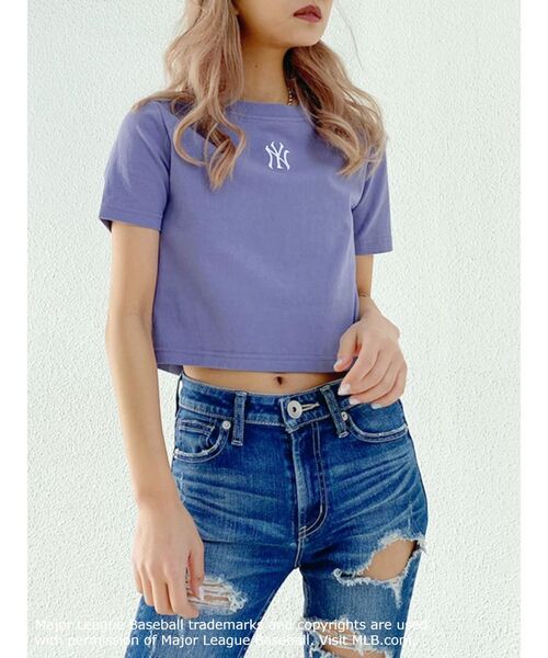 MLB（メジャーリーグベースボール）の「GYDA×MLB ショートTシャツ（Tシャツ/カットソー・レディース・チャコールグレー/オフホワイト/パープル・FREE）」の15枚目の写真