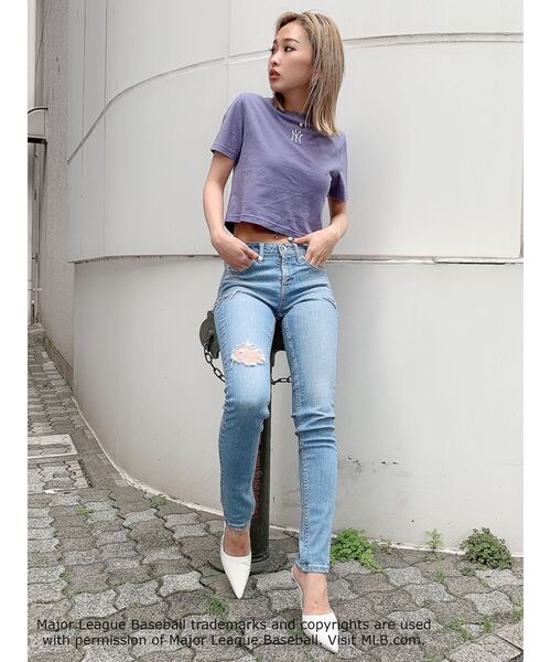 MLB（メジャーリーグベースボール）の「GYDA×MLB ショートTシャツ（Tシャツ/カットソー・レディース・チャコールグレー/オフホワイト/パープル・FREE）」の18枚目の写真