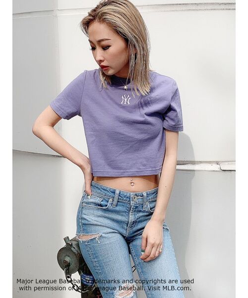 MLB（メジャーリーグベースボール）の「GYDA×MLB ショートTシャツ（Tシャツ/カットソー・レディース・チャコールグレー/オフホワイト/パープル・FREE）」の20枚目の写真