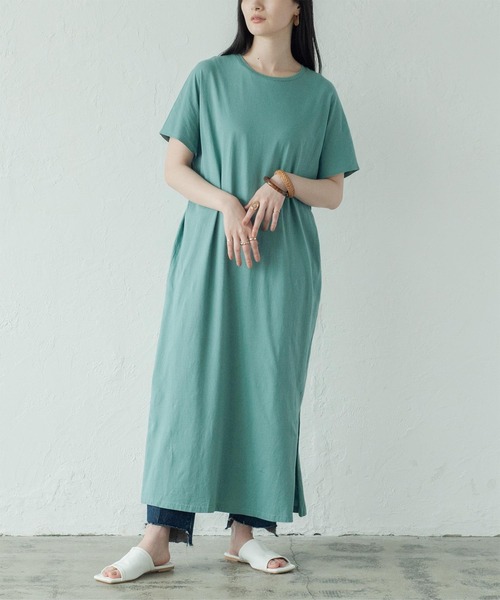 miette(ミエット)の「フレンチスリーブサイドスリットワンピース(ワンピース・レディース・ブラック/サンドベージュ/ブルーグリーン・F)」の3枚目の写真