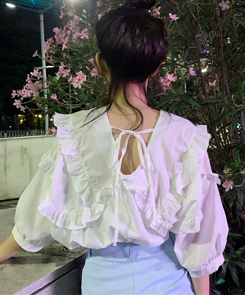 c.u.l（シーユーエル）の「【c.u.l:w】ビッグカラーブラウス culw52（シャツ/ブラウス・レディース・ブルー/ホワイト・FREE）」の6枚目の写真