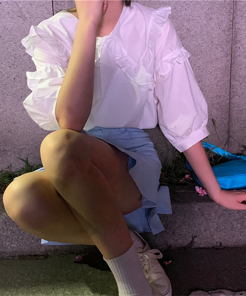 c.u.l（シーユーエル）の「【c.u.l:w】ビッグカラーブラウス culw52（シャツ/ブラウス・レディース・ブルー/ホワイト・FREE）」の10枚目の写真