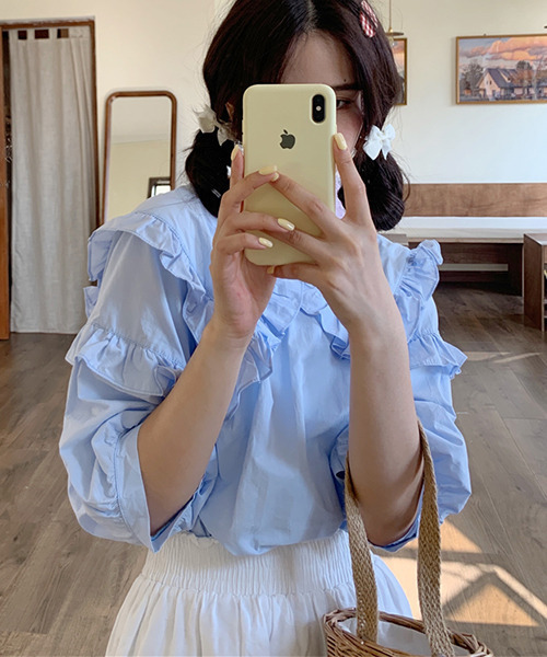 c.u.l（シーユーエル）の「【c.u.l:w】ビッグカラーブラウス culw52（シャツ/ブラウス・レディース・ブルー/ホワイト・FREE）」の16枚目の写真