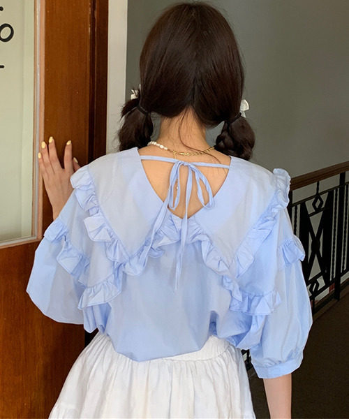 c.u.l（シーユーエル）の「【c.u.l:w】ビッグカラーブラウス culw52（シャツ/ブラウス・レディース・ブルー/ホワイト・FREE）」の18枚目の写真