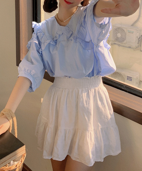 c.u.l（シーユーエル）の「【c.u.l:w】ビッグカラーブラウス culw52（シャツ/ブラウス・レディース・ブルー/ホワイト・FREE）」の19枚目の写真