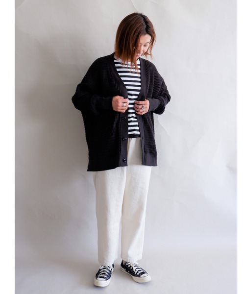MANASTASH（マナスタッシュ）の「MANASTASH/マナスタッシュ　W's SNUGGLE SNUG THERMAL CARDIGAN　ウィメンズ　スナッグサーマルカーディガン（カーディガン/ボレロ・レディース・ナチュラル/ブラック/モカ・MEDIUM）」の8枚目の写真