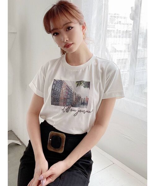 RESEXXY（リゼクシー）の「グラフィックTee（Tシャツ/カットソー・レディース・モカ/ブラック/ホワイト・FREE）」の4枚目の写真