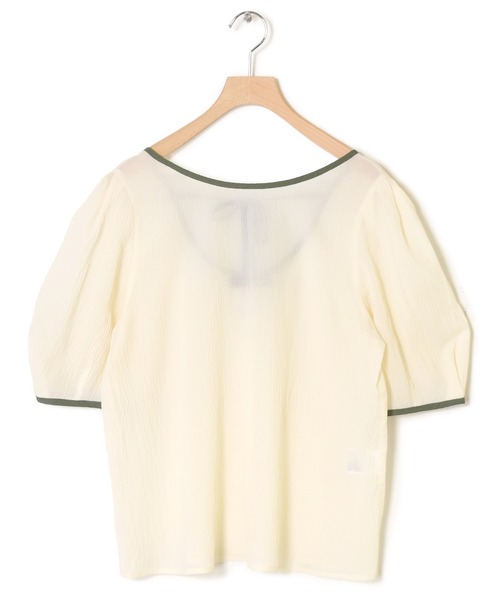 w closet（ダブルクローゼット）の「配色パイピングブラウス（シャツ/ブラウス・レディース・ブラック/オレンジ/アイボリー/スモーキーグリーン系・FREE）」の5枚目の写真