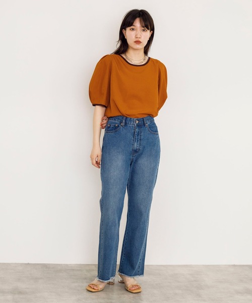 w closet（ダブルクローゼット）の「配色パイピングブラウス（シャツ/ブラウス・レディース・ブラック/オレンジ/アイボリー/スモーキーグリーン系・FREE）」の18枚目の写真