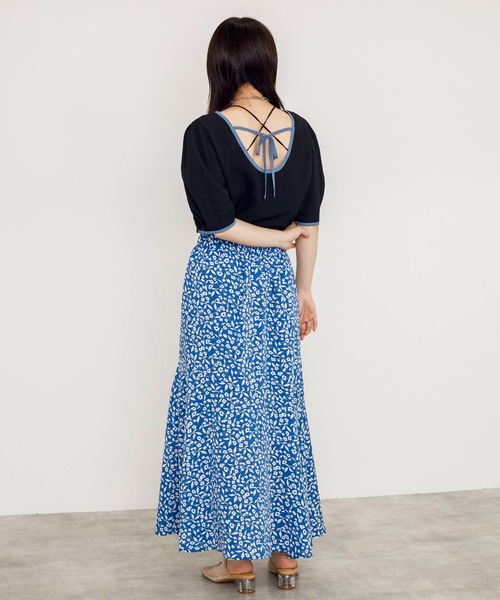 w closet（ダブルクローゼット）の「配色パイピングブラウス（シャツ/ブラウス・レディース・ブラック/オレンジ/アイボリー/スモーキーグリーン系・FREE）」の10枚目の写真