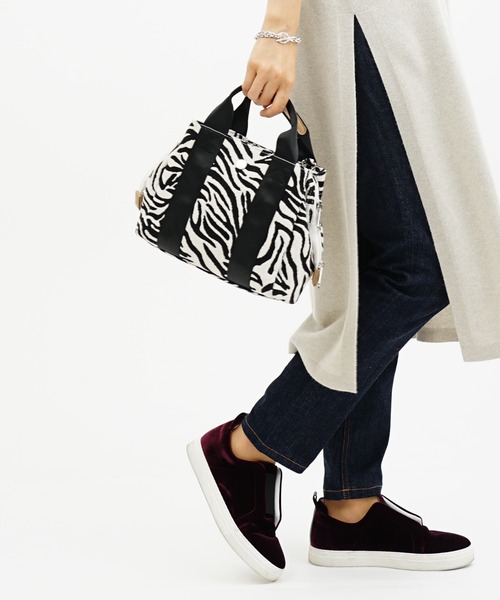 SAC（サック）の「口枠型ポリエステル素材プリントハンドバッグ  Happy&Sac（ハンドバッグ・レディース・ホワイト系その他/ネイビー/ワイン/レオパード・FREE）」の10枚目の写真