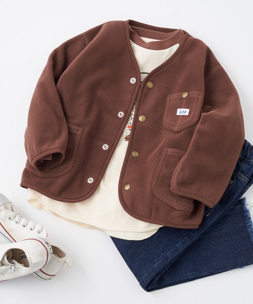 Lee×CIAOPANIC TYPY】ノーカラーフリースジャケット　ブラウン CIAOPANIC TYPY - 【新品】CIAOPANIC TYPY×Lee ノーカラー