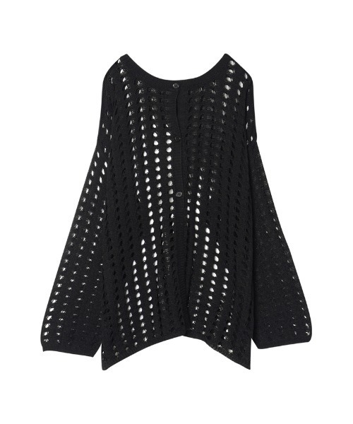 Re:EDIT（リエディ）の「2WAYメッシュ編みニットカーディガン（カーディガン/ボレロ・レディース・ブラック/オフホワイト/オレンジ・MEDIUM）」の2枚目の写真