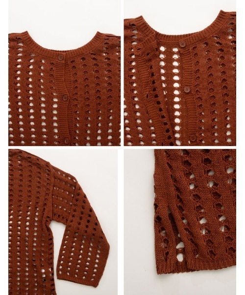 Re:EDIT（リエディ）の「2WAYメッシュ編みニットカーディガン（カーディガン/ボレロ・レディース・ブラック/オフホワイト/オレンジ・MEDIUM）」の11枚目の写真