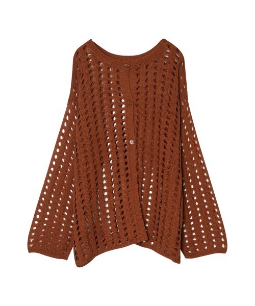 Re:EDIT（リエディ）の「2WAYメッシュ編みニットカーディガン（カーディガン/ボレロ・レディース・ブラック/オフホワイト/オレンジ・MEDIUM）」の15枚目の写真