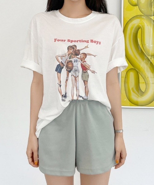 chuu（チュー）の「CHUU トレーニングショートパンツ（スウェットパンツ・レディース・ホワイト/グレー/ブラウン/カーキ/ブルー/パープル・FREE）」の4枚目の写真