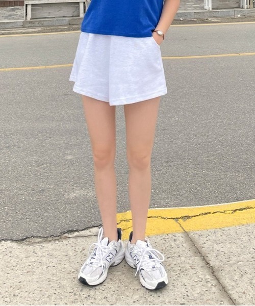 chuu（チュー）の「CHUU トレーニングショートパンツ（スウェットパンツ・レディース・ホワイト/グレー/ブラウン/カーキ/ブルー/パープル・FREE）」の18枚目の写真