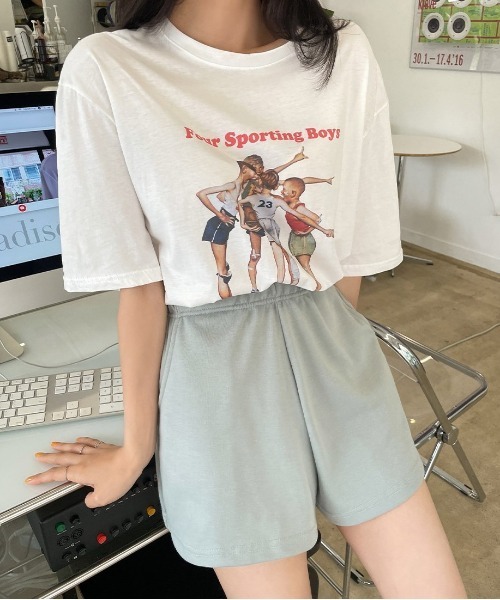 chuu（チュー）の「CHUU トレーニングショートパンツ（スウェットパンツ・レディース・ホワイト/グレー/ブラウン/カーキ/ブルー/パープル・FREE）」の15枚目の写真