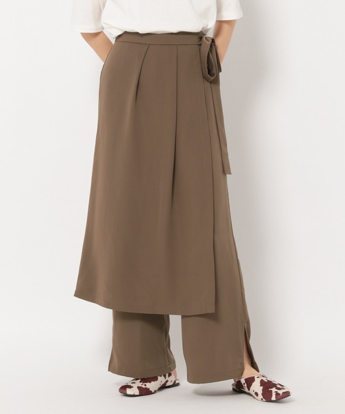 mysty woman（ミスティウーマン）の「ストレートラップパンツ 218897（スラックス・レディース・ブラウン/アイボリー/チャコール・FREE）」の3枚目の写真