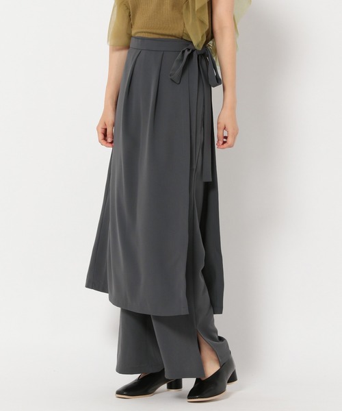 mysty woman（ミスティウーマン）の「ストレートラップパンツ 218897（スラックス・レディース・ブラウン/アイボリー/チャコール・FREE）」の2枚目の写真