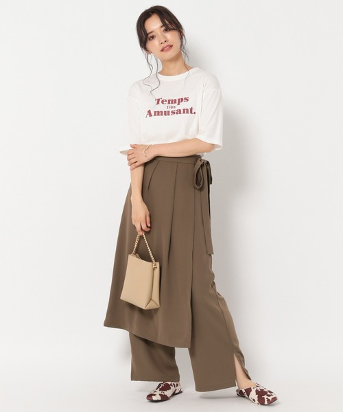 mysty woman（ミスティウーマン）の「ストレートラップパンツ 218897（スラックス・レディース・ブラウン/アイボリー/チャコール・FREE）」の4枚目の写真