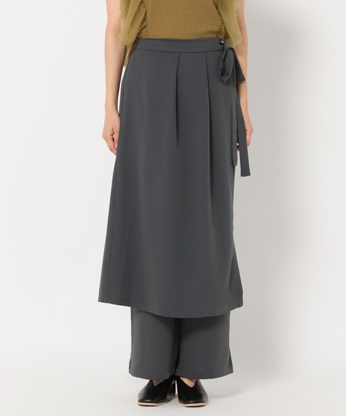 mysty woman（ミスティウーマン）の「ストレートラップパンツ 218897（スラックス・レディース・ブラウン/アイボリー/チャコール・FREE）」の11枚目の写真