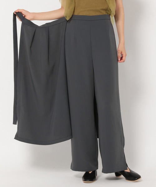 mysty woman（ミスティウーマン）の「ストレートラップパンツ 218897（スラックス・レディース・ブラウン/アイボリー/チャコール・FREE）」の13枚目の写真