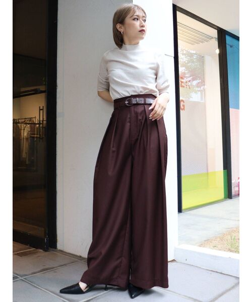 MURUA（ムルーア）の「ハーフスリーブニットトップス（ニット/セーター・レディース・ブラック/グリーン/アイボリー/モカ・FREE）」の13枚目の写真