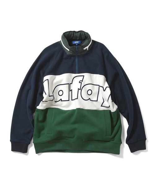 Lafayette（ラファイエット）の「LFYT ラファイエット [Lafayette] - アウトライン ロゴ クラシック ハーフジップ アノラック スウェット スウェットシャツ [OUTLINE Lafayette LOGO CLASSIC SWEAT ANORAK]（スウェット・メンズ・ブラック/レッド/グリーン・L/XL/XXL/M/S）」の2枚目の写真