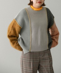 KBF | MIXカラーパッチワークニット(ニット/セーター)