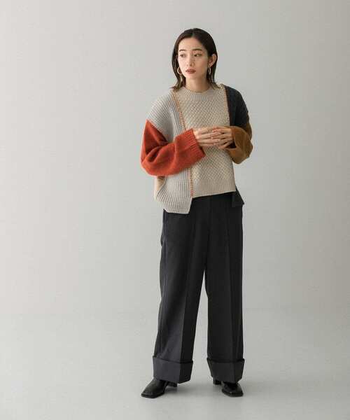knit brary パッチワークセーター M ネイビー系 MENS/トップス/ニット/セーター｜THE TOKYO ONLINE STORE