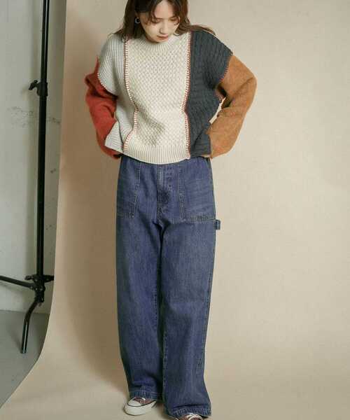 KBF(ケイビーエフ)の「MIXカラーパッチワークニット(ニット/セーター・レディース・グリーン系その他/イエロー系その他/レッド系その他・ONE)」の13枚目の写真