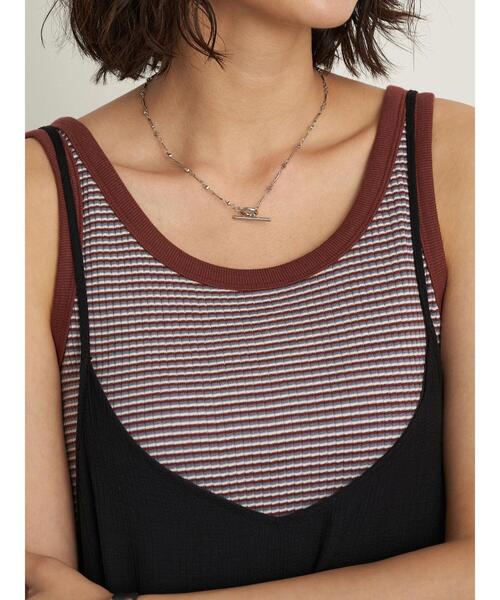 earth music&ecology（アースミュージックアンドエコロジー）の「マルチボーダータンクトップ ＊（タンクトップ・レディース・ブラック/ブラウン/グリーン/ボルドー・S/M）」の16枚目の写真