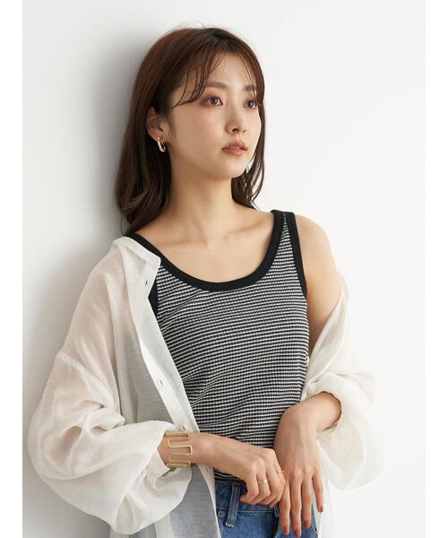 earth music&ecology（アースミュージックアンドエコロジー）の「マルチボーダータンクトップ ＊（タンクトップ・レディース・ブラック/ブラウン/グリーン/ボルドー・S/M）」の19枚目の写真