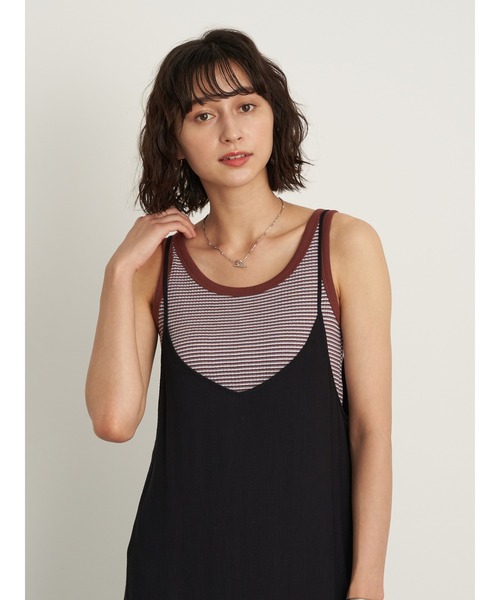 earth music&ecology（アースミュージックアンドエコロジー）の「マルチボーダータンクトップ ＊（タンクトップ・レディース・ブラック/ブラウン/グリーン/ボルドー・S/M）」の9枚目の写真