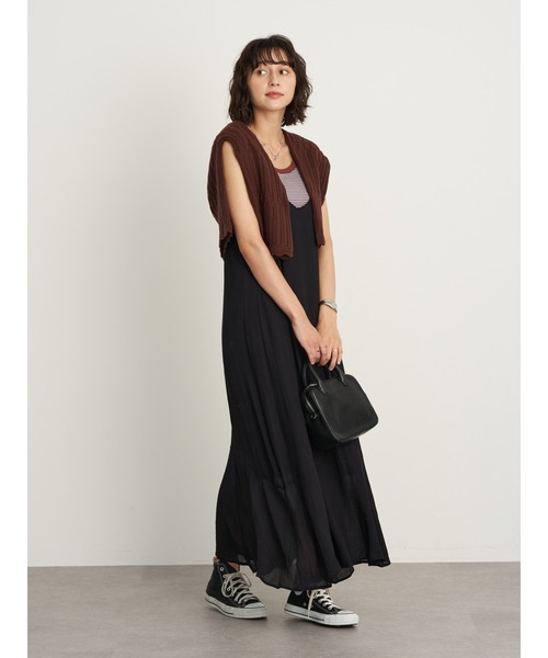 earth music&ecology（アースミュージックアンドエコロジー）の「マルチボーダータンクトップ ＊（タンクトップ・レディース・ブラック/ブラウン/グリーン/ボルドー・S/M）」の7枚目の写真